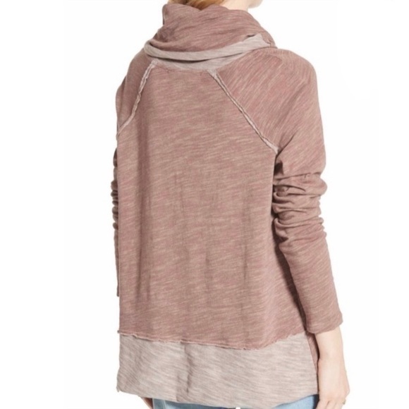 Free People Beach Pink Cocoon Cowl Neck Pullover Two Body Sweater - Picture 8 of 10